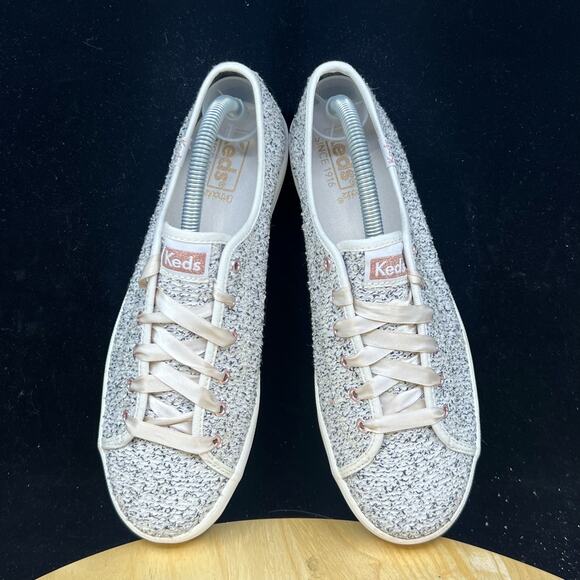 KEDS Women’s Kickstart Two-Tone Boucle White Sneakers Size 8.5 - Picture 6 of 7